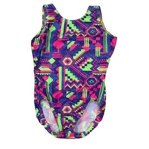 Girl's 8-10 Motion Wear Leotard Colorful w/ Sparkle Made in USA